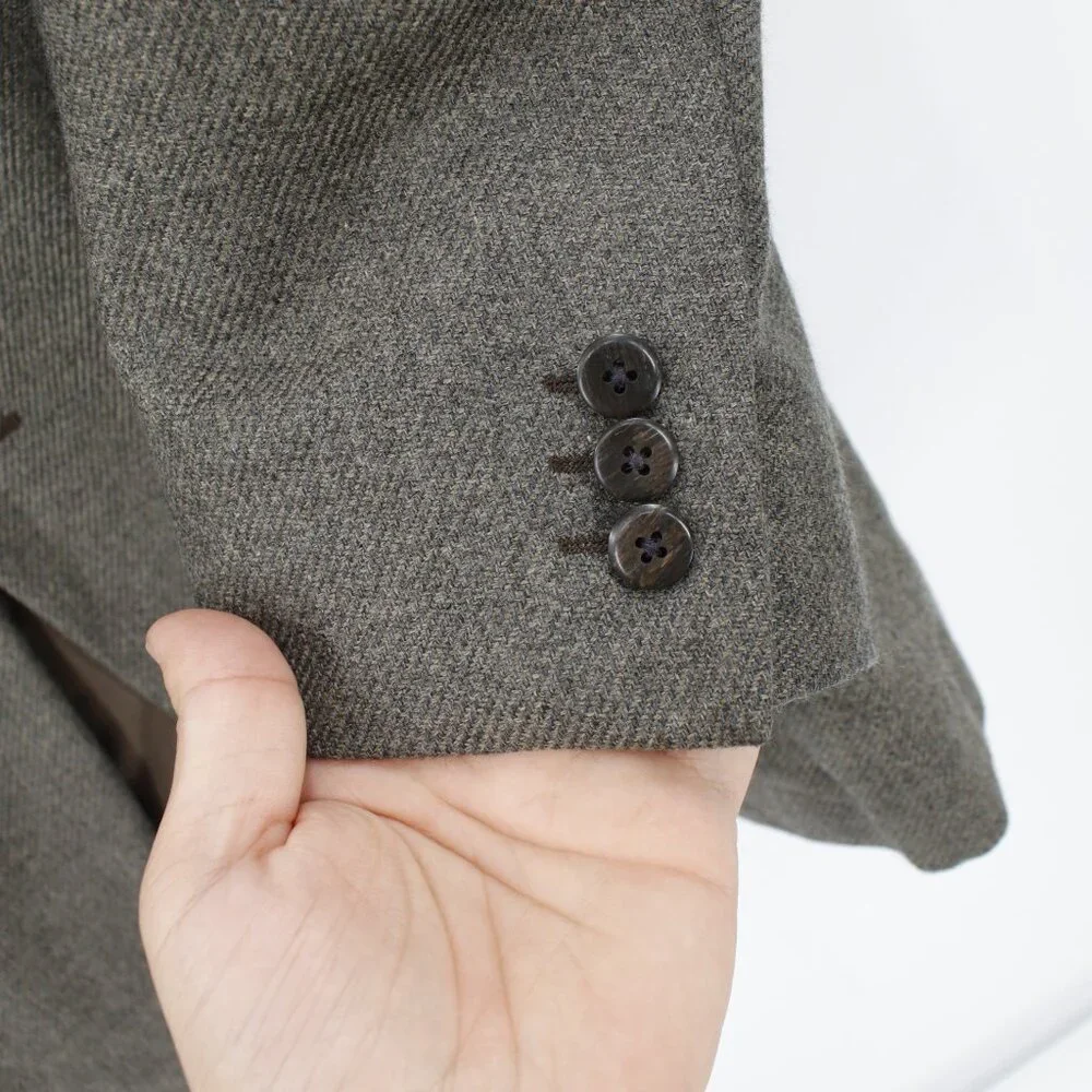 Canali Loro piana Sport Coat Mens 46R Cashmere Elbow Patches Three Button notch